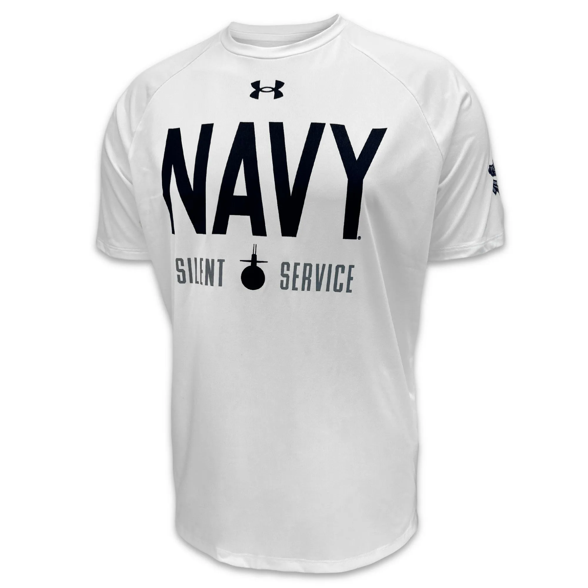 Navy Under Armour Rivalry Silent Service Tech T-Shirt (White)