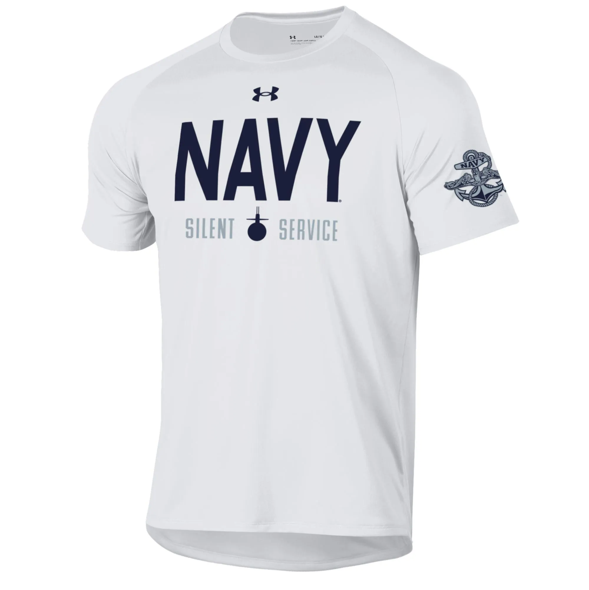 Navy Under Armour Rivalry Silent Service Tech T-Shirt (White)