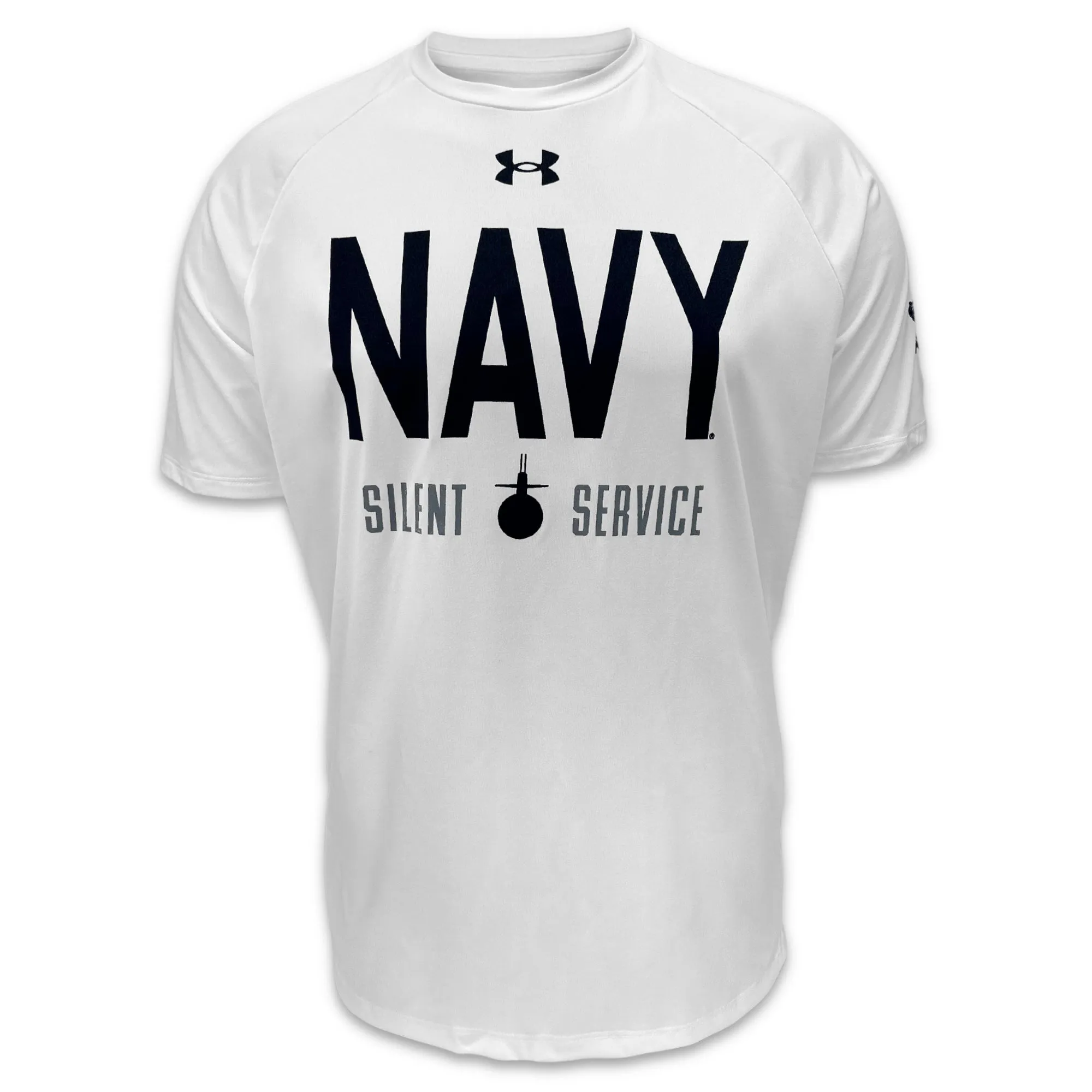 Navy Under Armour Rivalry Silent Service Tech T-Shirt (White)