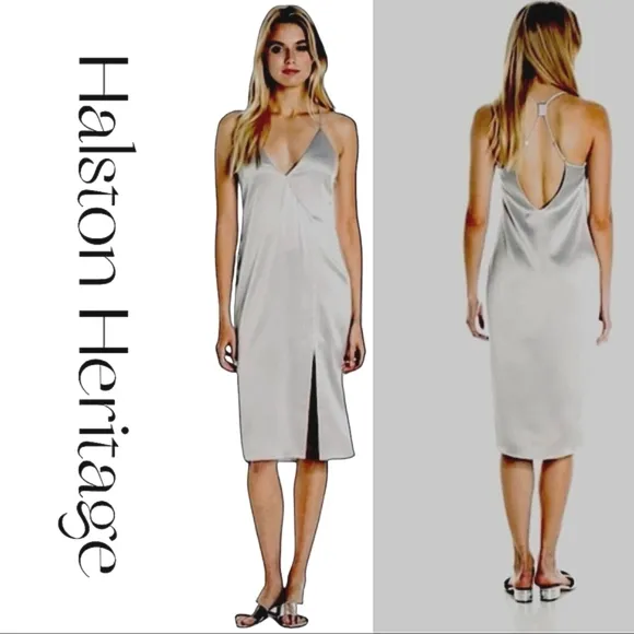 New Halston Heritage  Gray Slip dress NWT