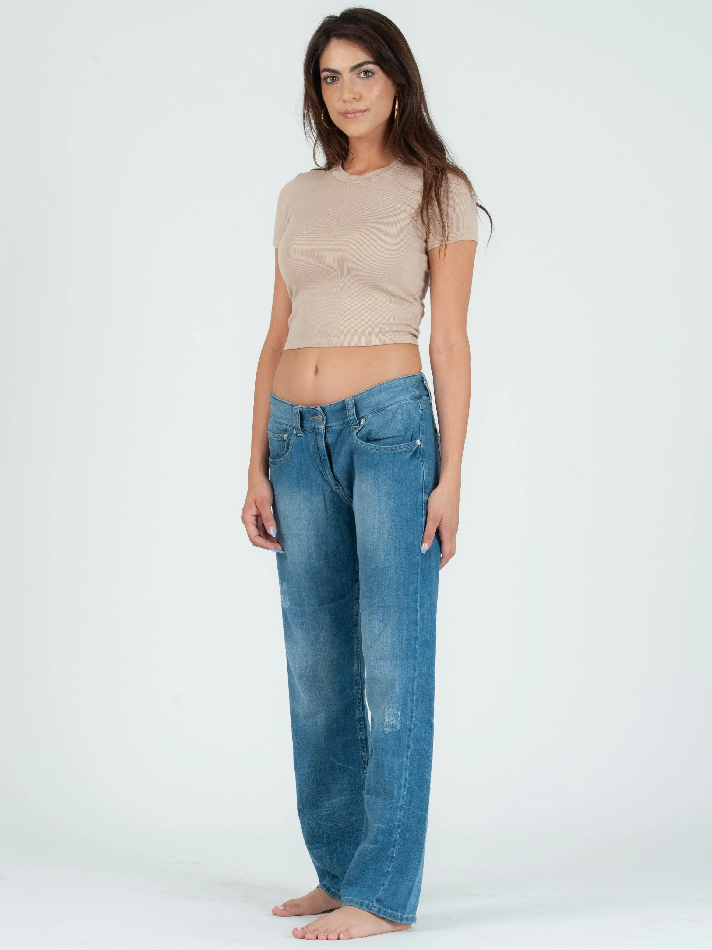 NICOLE ROUND NECK CROPPED TEE-SAND