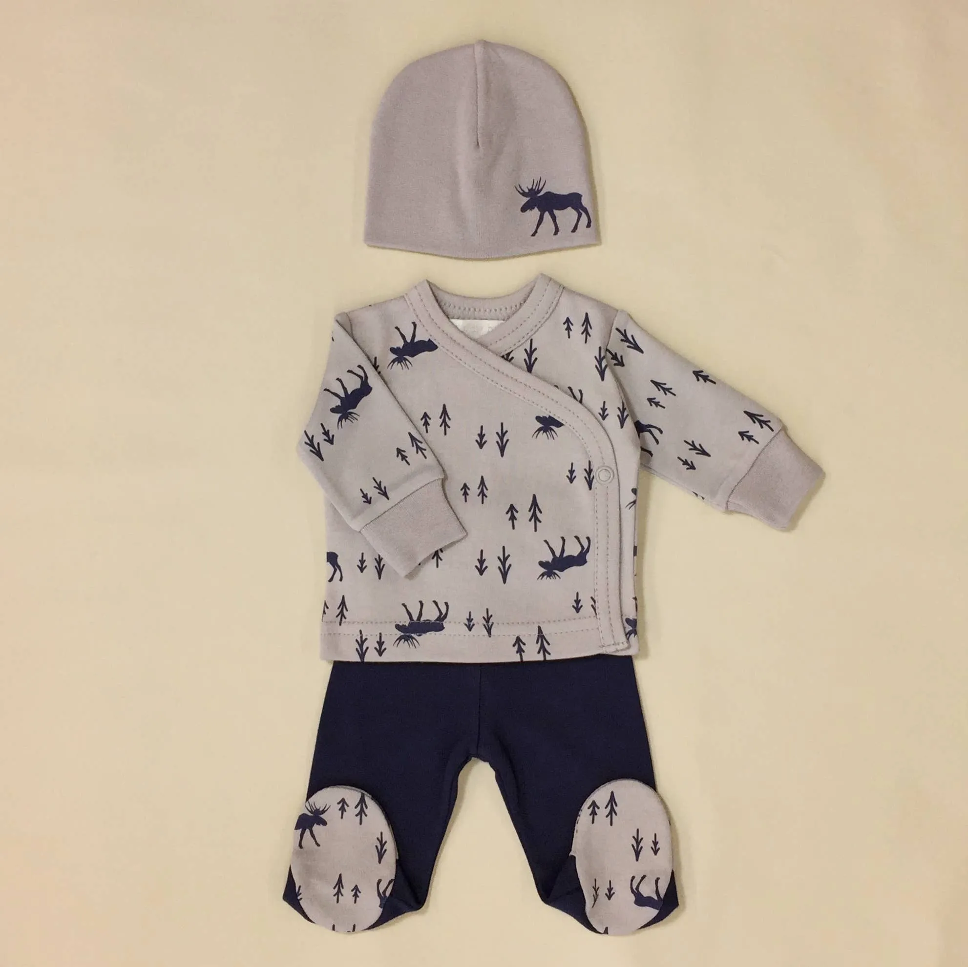 NICU Friendly - Take Me Home Layette Set - Navy Moose
