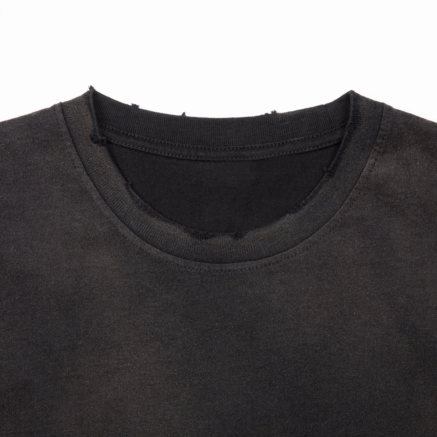 Non-Binary v2 Celestial Gender Symbol Design on Black Gray Vintage Wash Frayed T-Shirt - 260 GSM