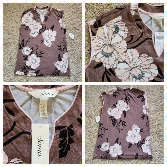 NWT SOMA Embraceable Cool Nights pajama set Size XS Colors mocha and Mochachino
