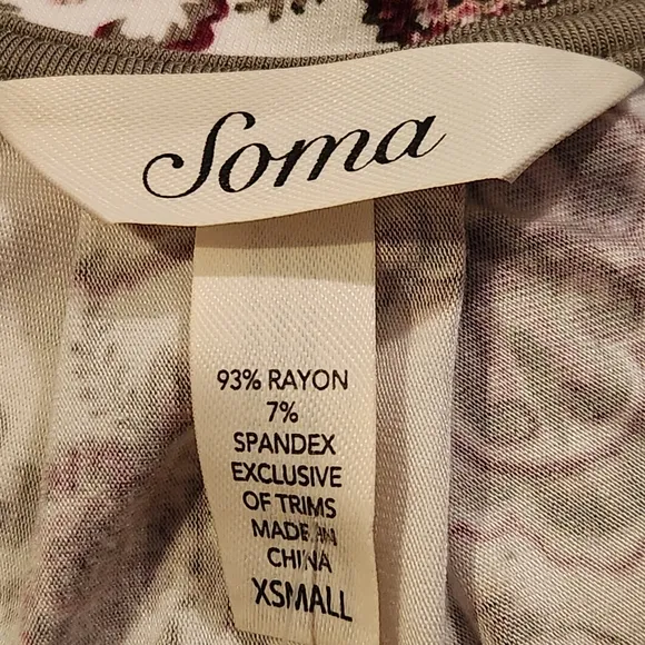 NWT Soma Embraceable Cool Nights pajama set Size XS Dainty floral ivory boarder