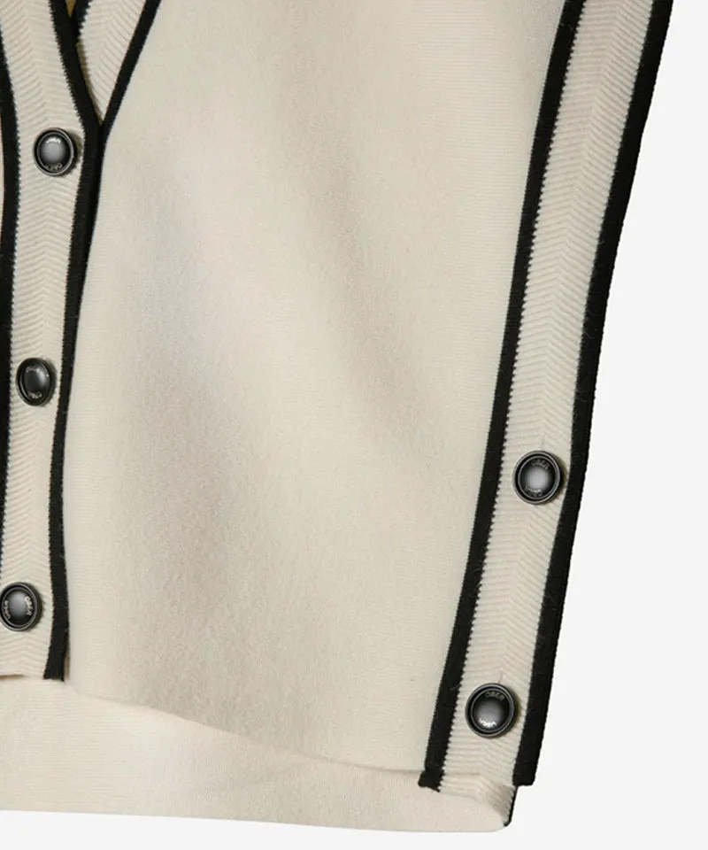 OBER Golf Color Block V-Neck Knit Vest - Light Beige