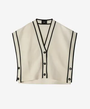 OBER Golf Color Block V-Neck Knit Vest - Light Beige