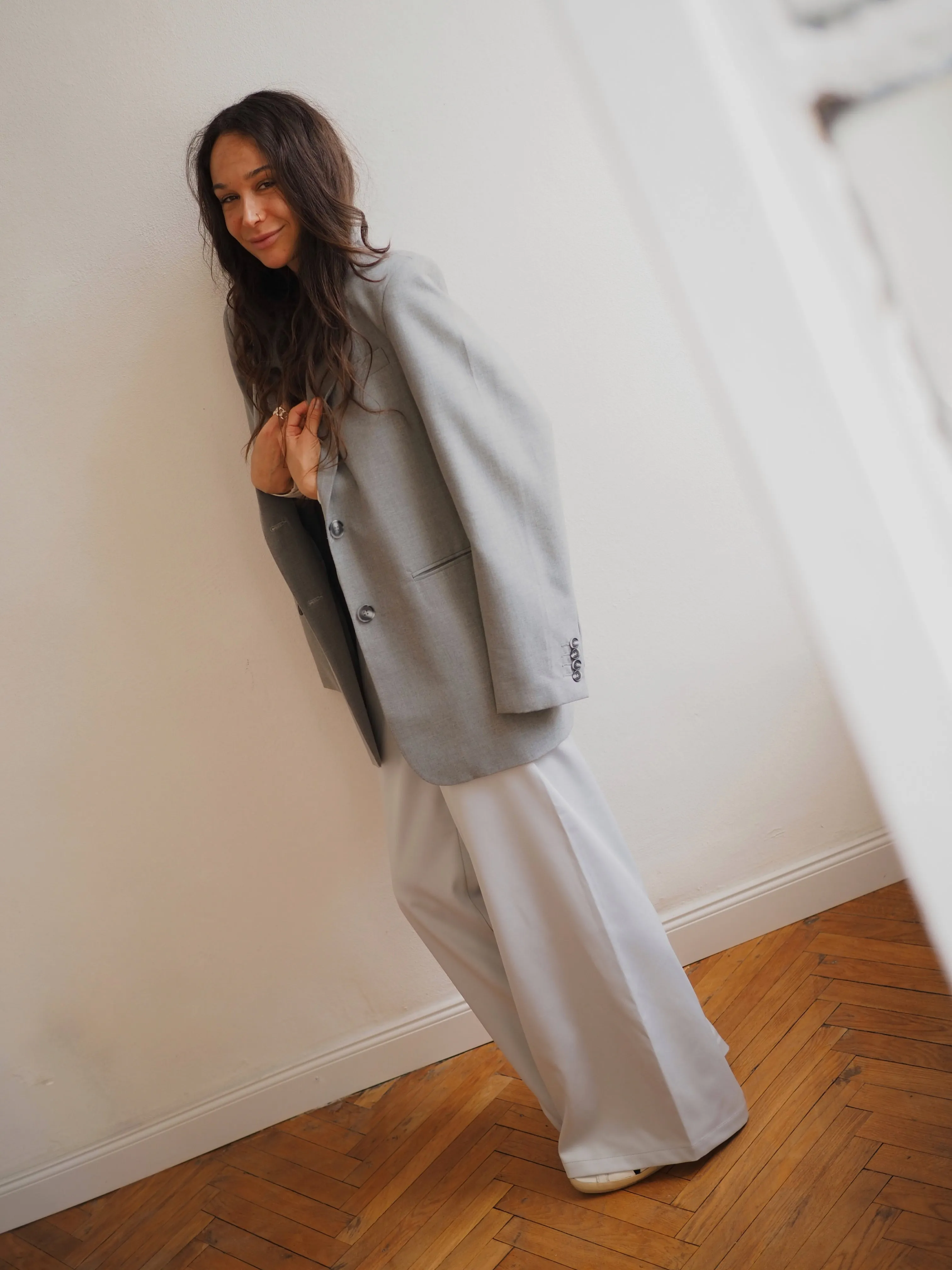 OCEAN GRAY SATIN PANTS