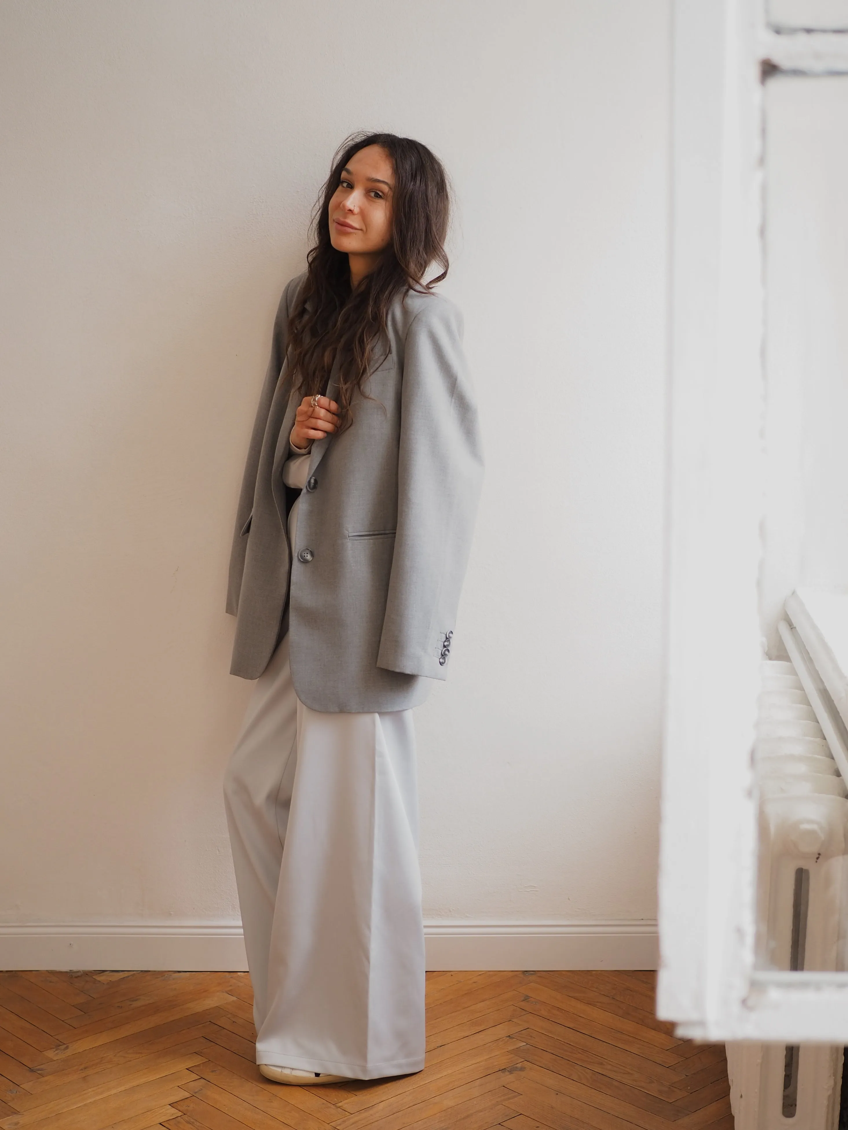 OCEAN GRAY SATIN PANTS