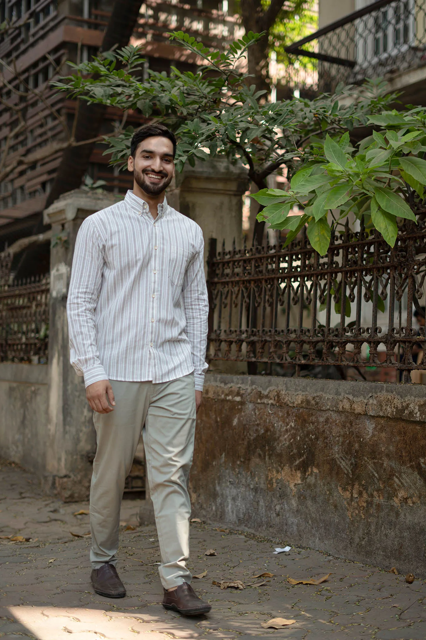 Off White Stripes · Button Down Collar · Full Sleeve Shirt