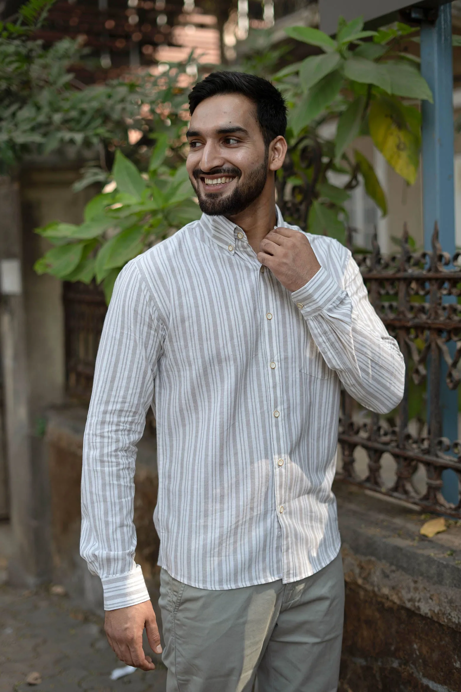 Off White Stripes · Button Down Collar · Full Sleeve Shirt