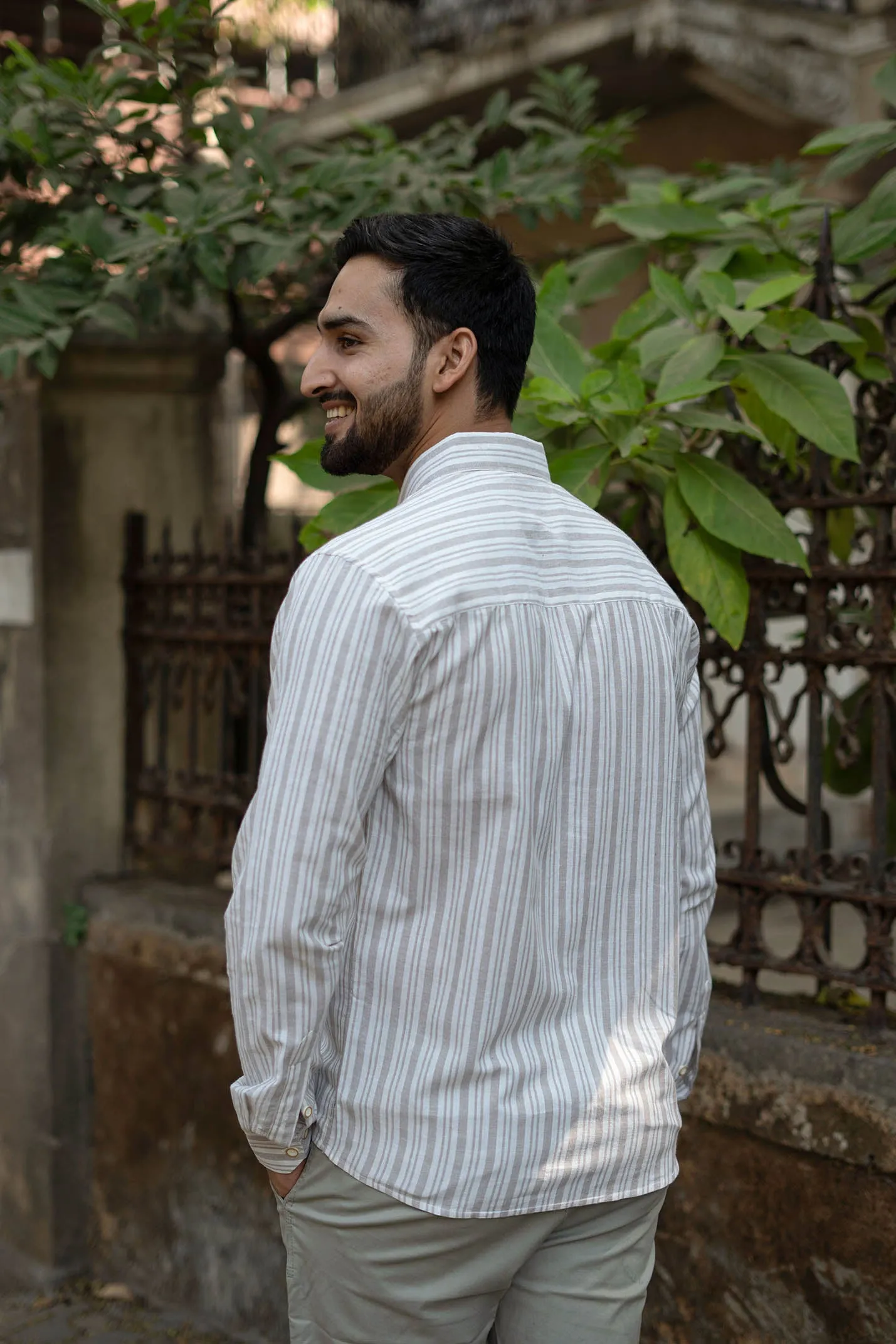 Off White Stripes · Button Down Collar · Full Sleeve Shirt