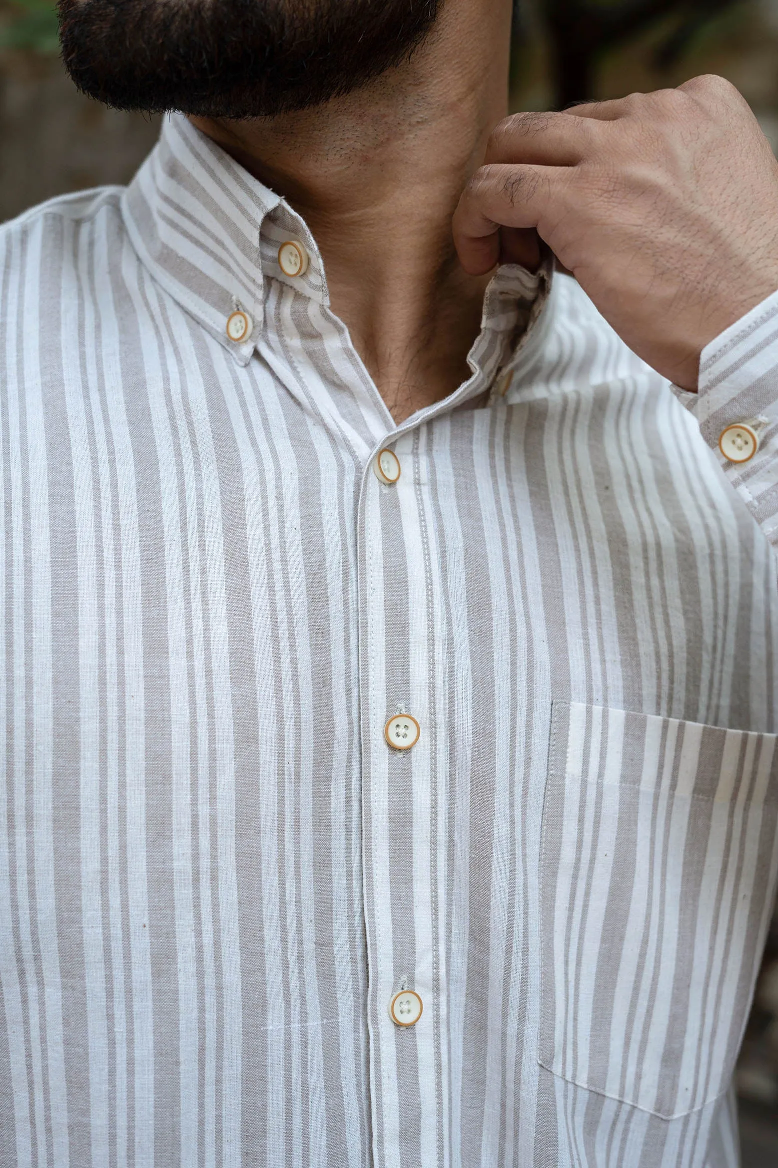 Off White Stripes · Button Down Collar · Full Sleeve Shirt