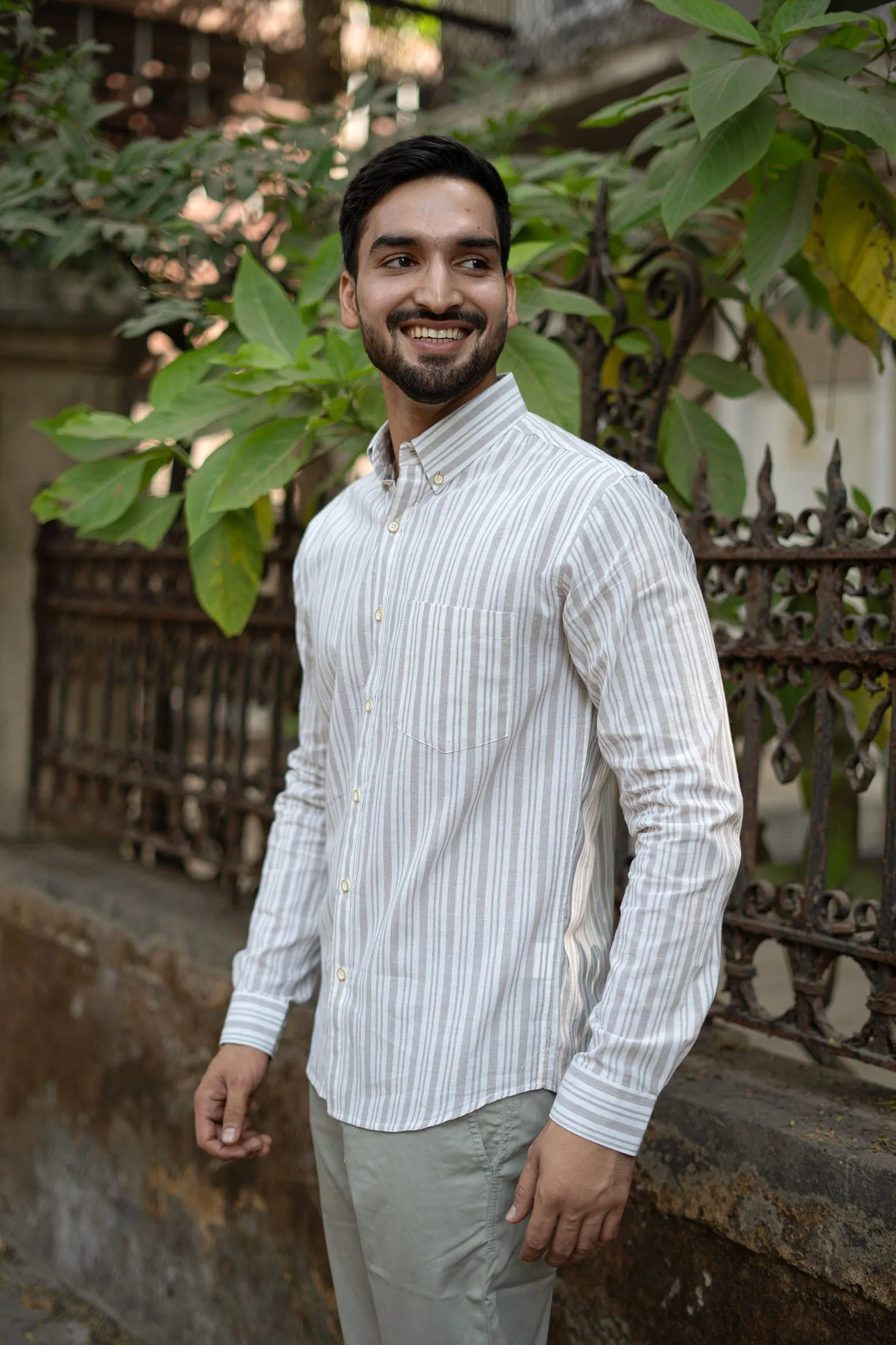 Off White Stripes · Button Down Collar · Full Sleeve Shirt