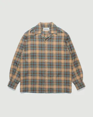 Ombre Check Open Collar Shirt Brown