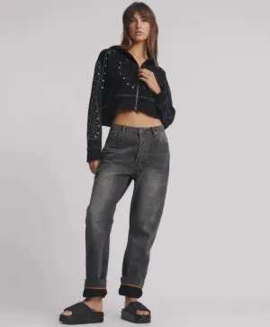 One Teaspoon - Bandits Low Waist Boyfriend Denim Jeans - Worn Black