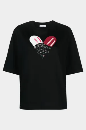 Open Pill Graphic T-Shirt in Black