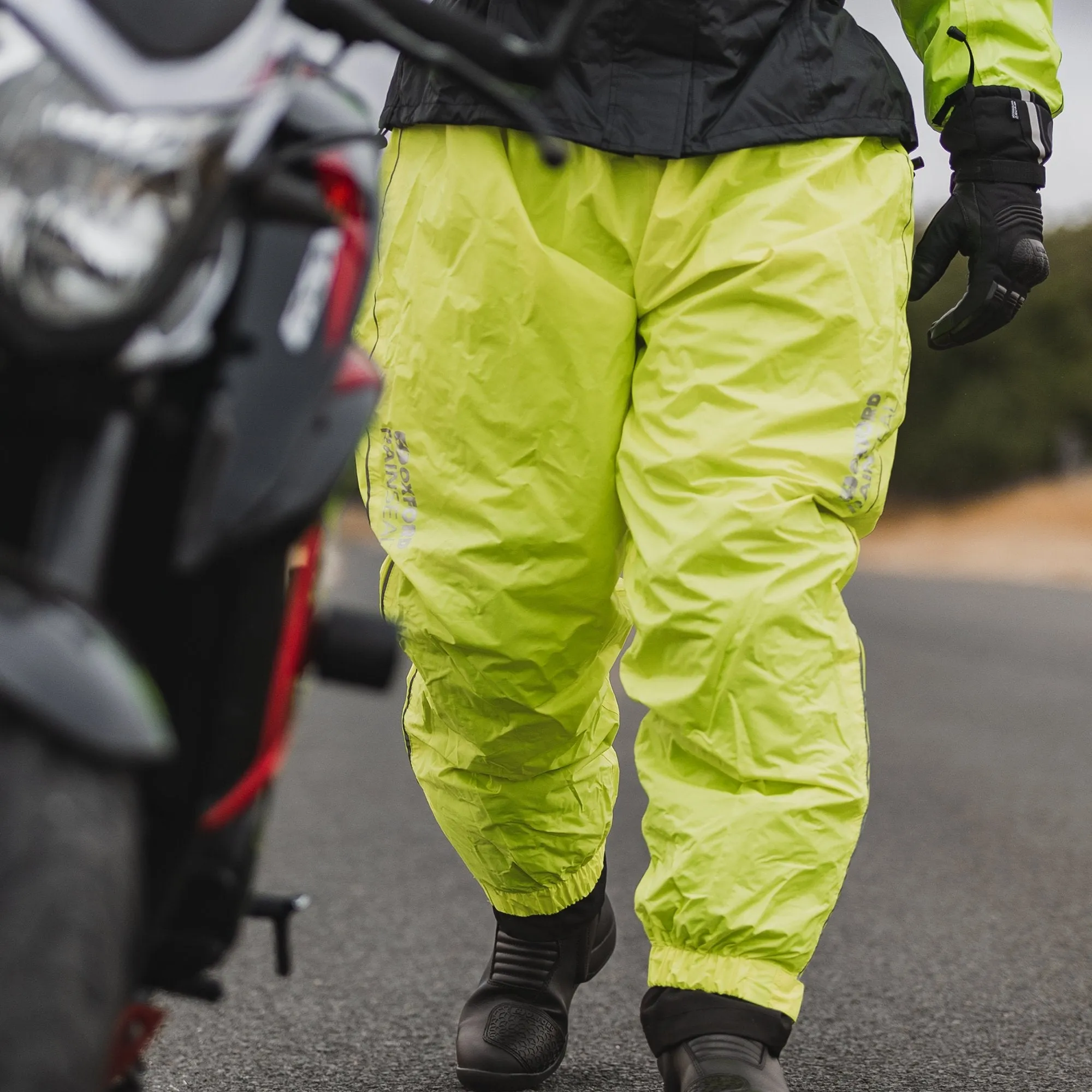 OXFORD RAINSEAL WATERPROOF MOTORCYCLE BLACK OVERTROUSERS PANTS