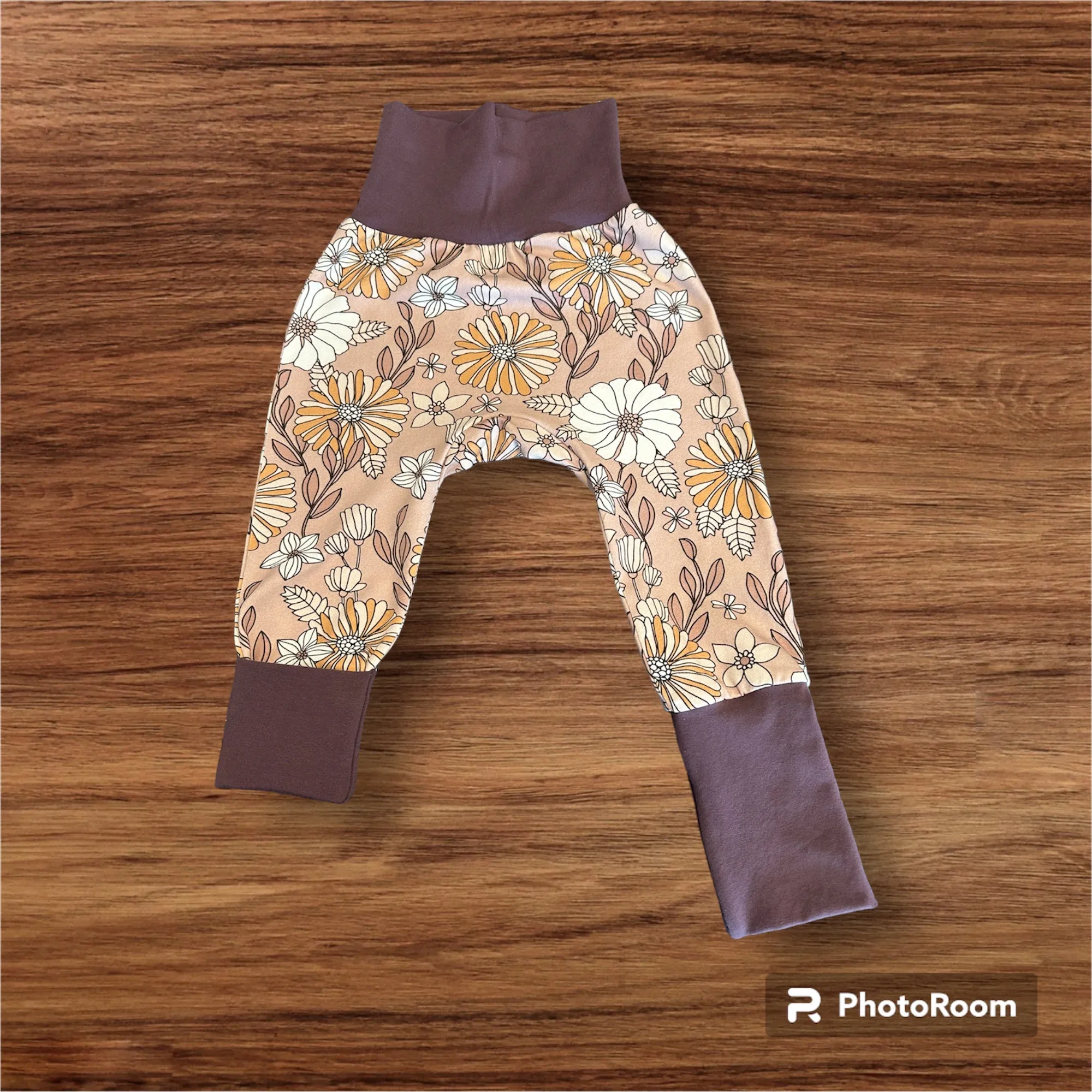 Pantalons évolutifs - Fleurs Yéyé sable