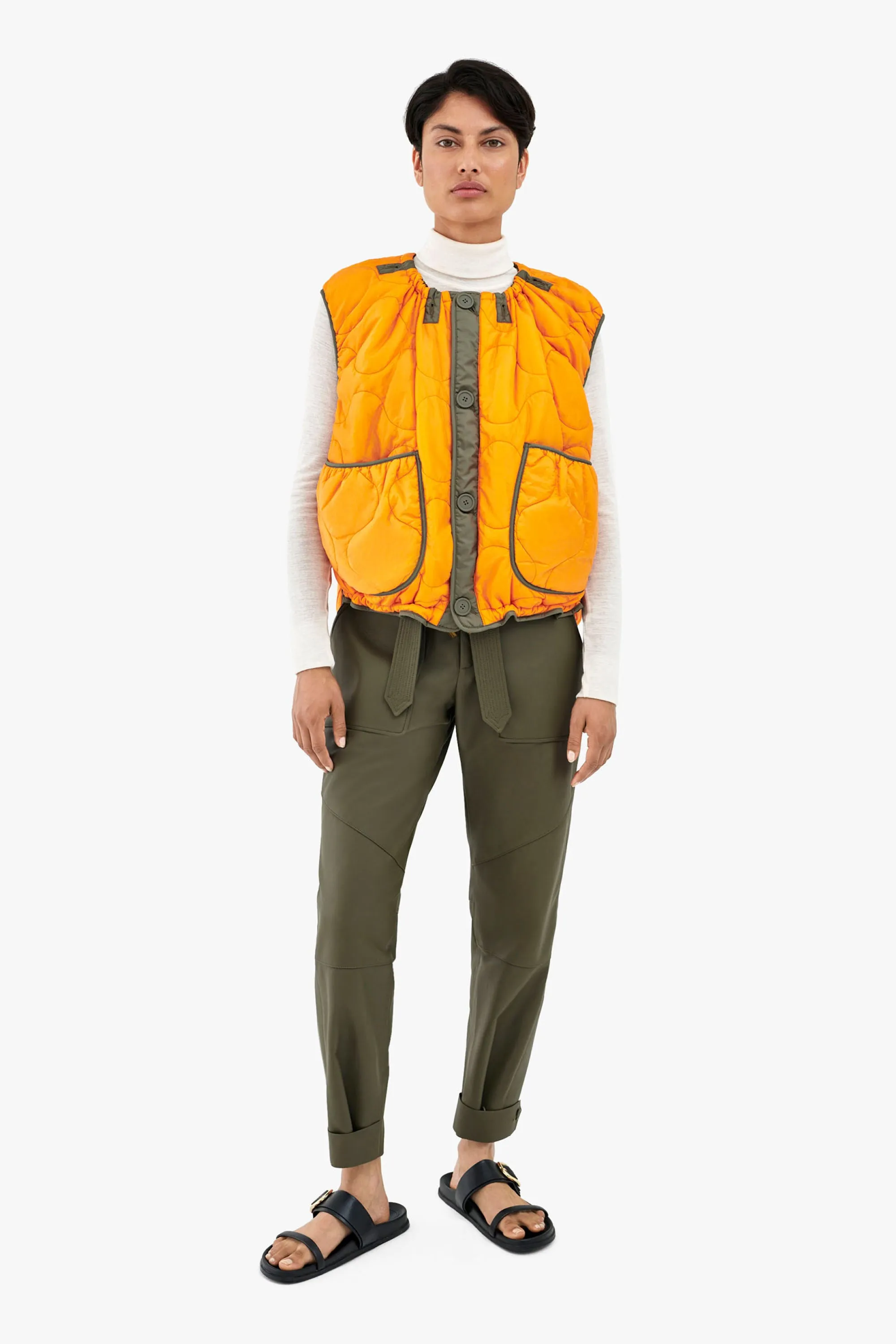 Parachute Quilt Vest - Antique Gold / Clementine