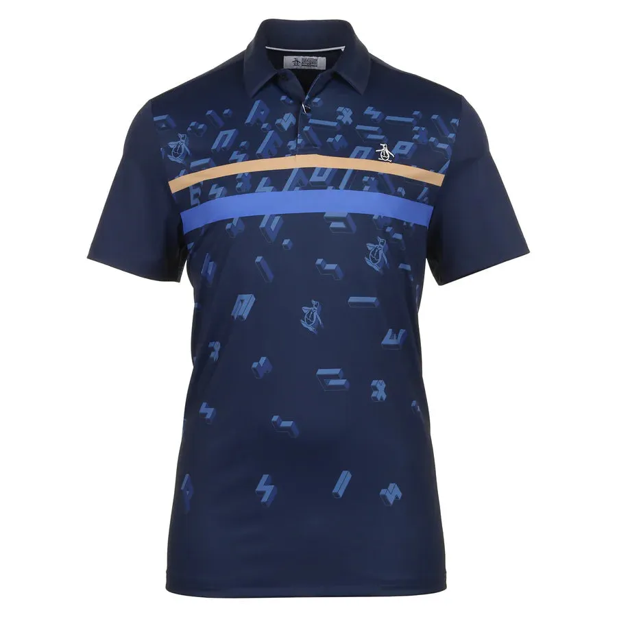Penguin Got Game Stripe Golf Polo Shirt