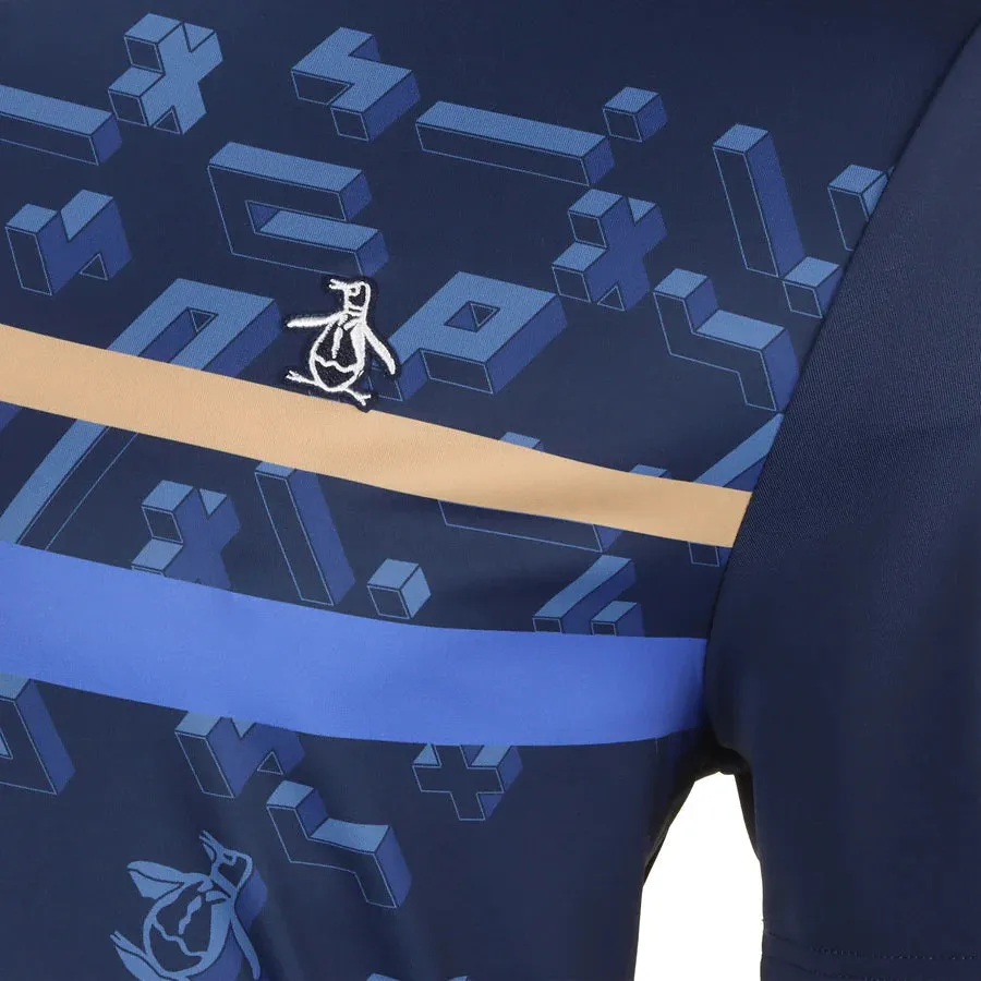 Penguin Got Game Stripe Golf Polo Shirt