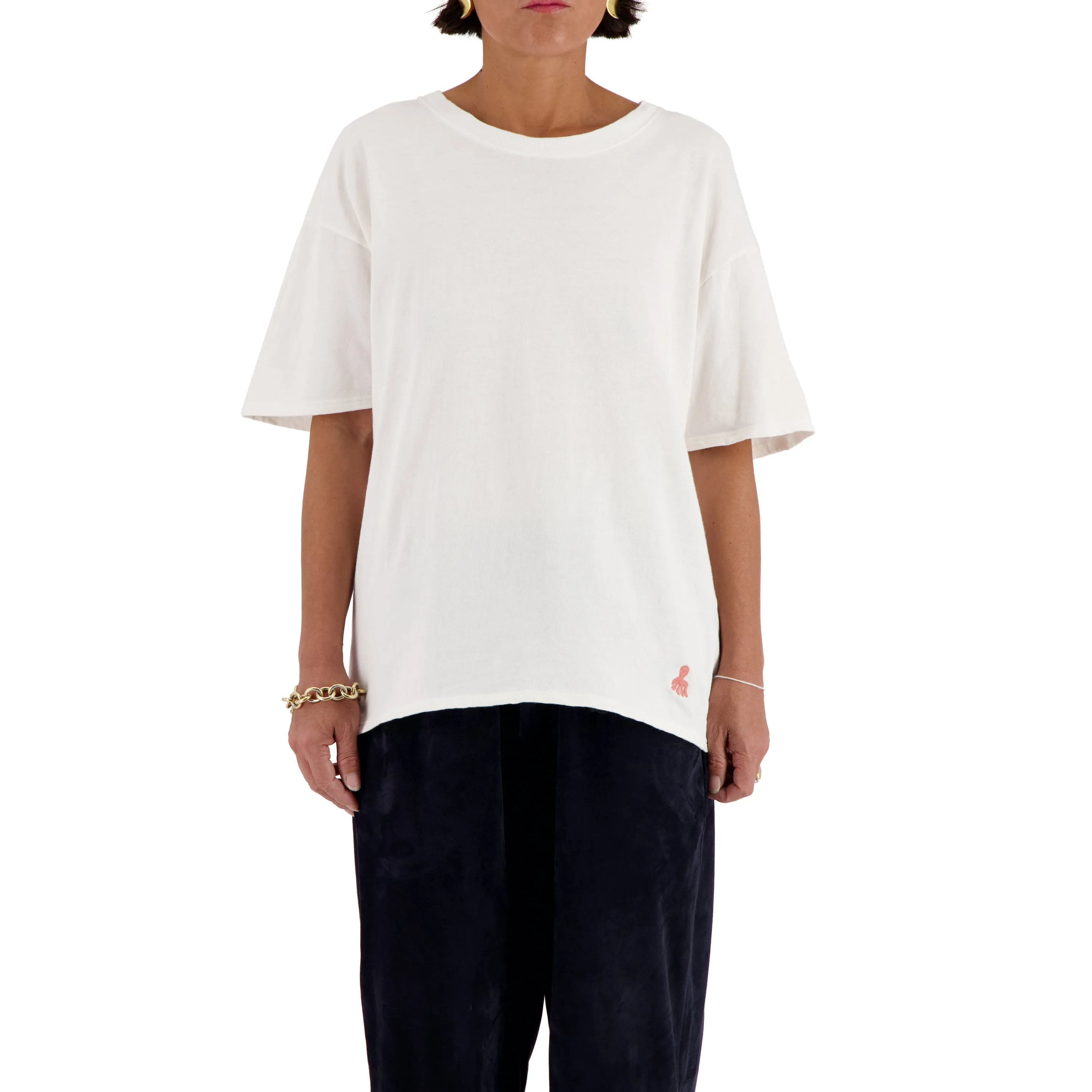Peter Jersey Cotton Octopus Embroided T Shirt White