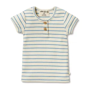 Petit Blue Organic Henley Tee