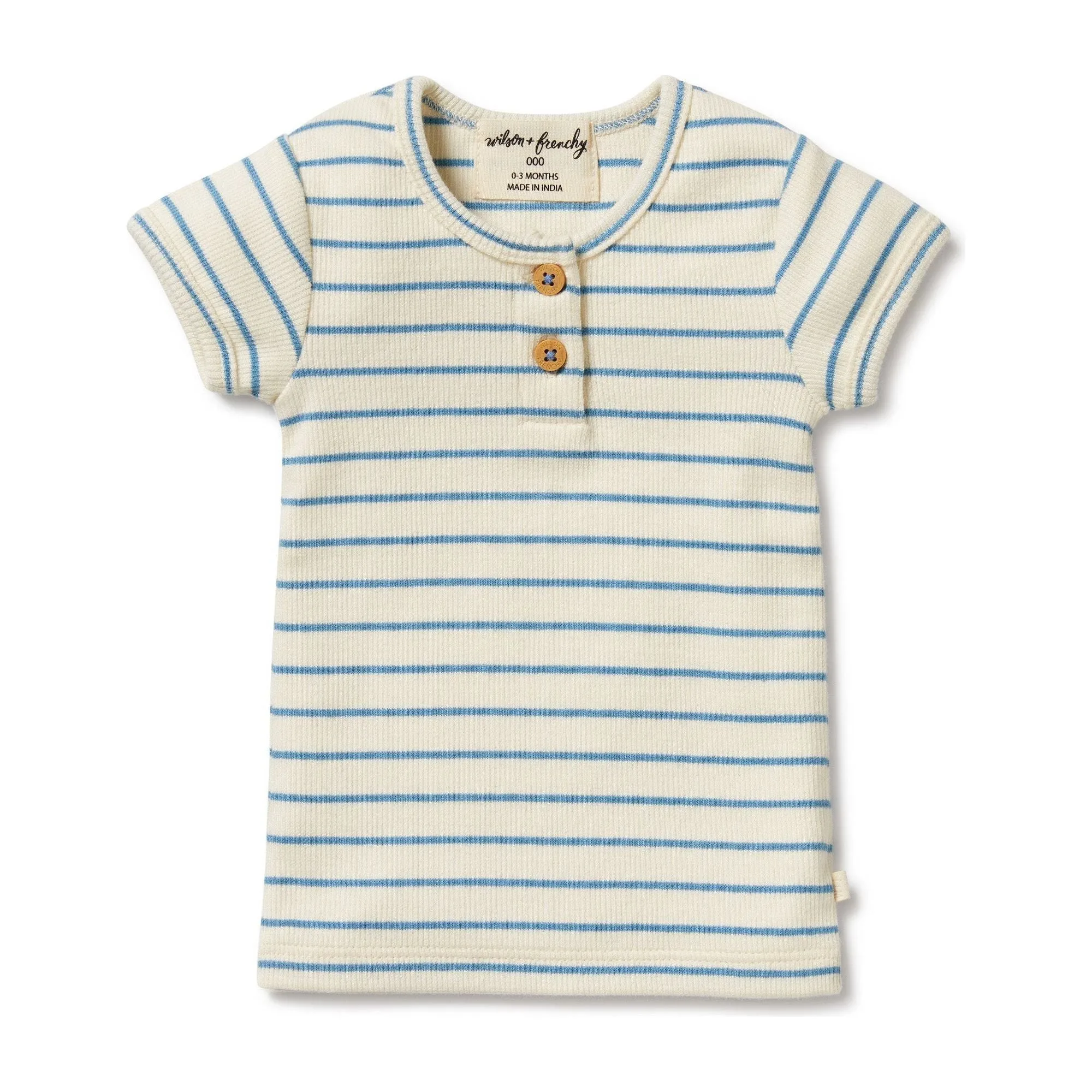 Petit Blue Organic Henley Tee