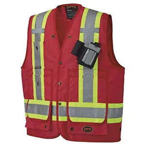 Pioneer CSA Heavy-Duty Reflective Surveyor Work Safety Vest with Radio Pocket and Pen Slots