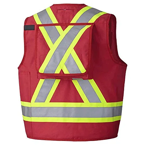 Pioneer CSA Heavy-Duty Reflective Surveyor Work Safety Vest with Radio Pocket and Pen Slots