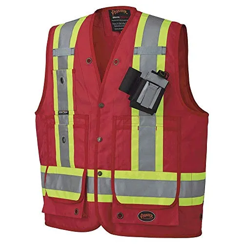 Pioneer CSA Heavy-Duty Reflective Surveyor Work Safety Vest with Radio Pocket and Pen Slots