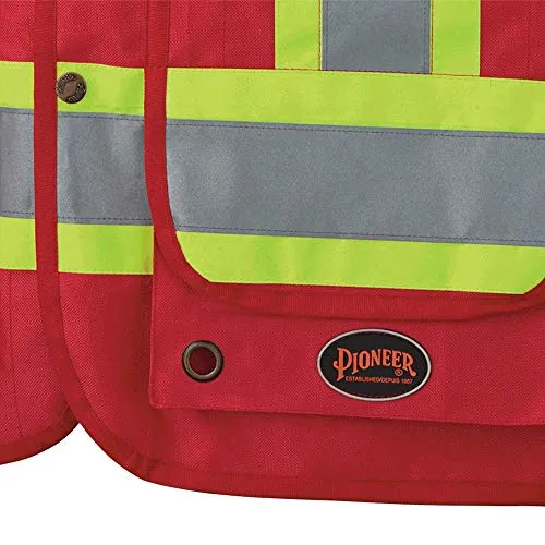Pioneer CSA Heavy-Duty Reflective Surveyor Work Safety Vest with Radio Pocket and Pen Slots