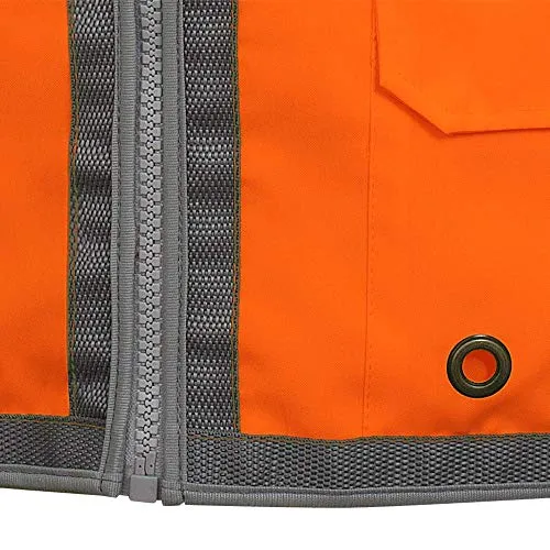 Pioneer High Visibility Surveyor Safety Vest, Mesh Back - Front Zipper, Orange