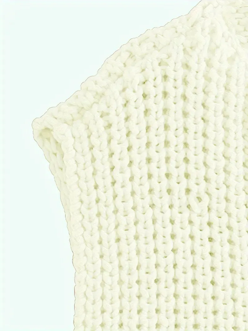 Pocket Sleeveless Short Knitted Cardigan Vest