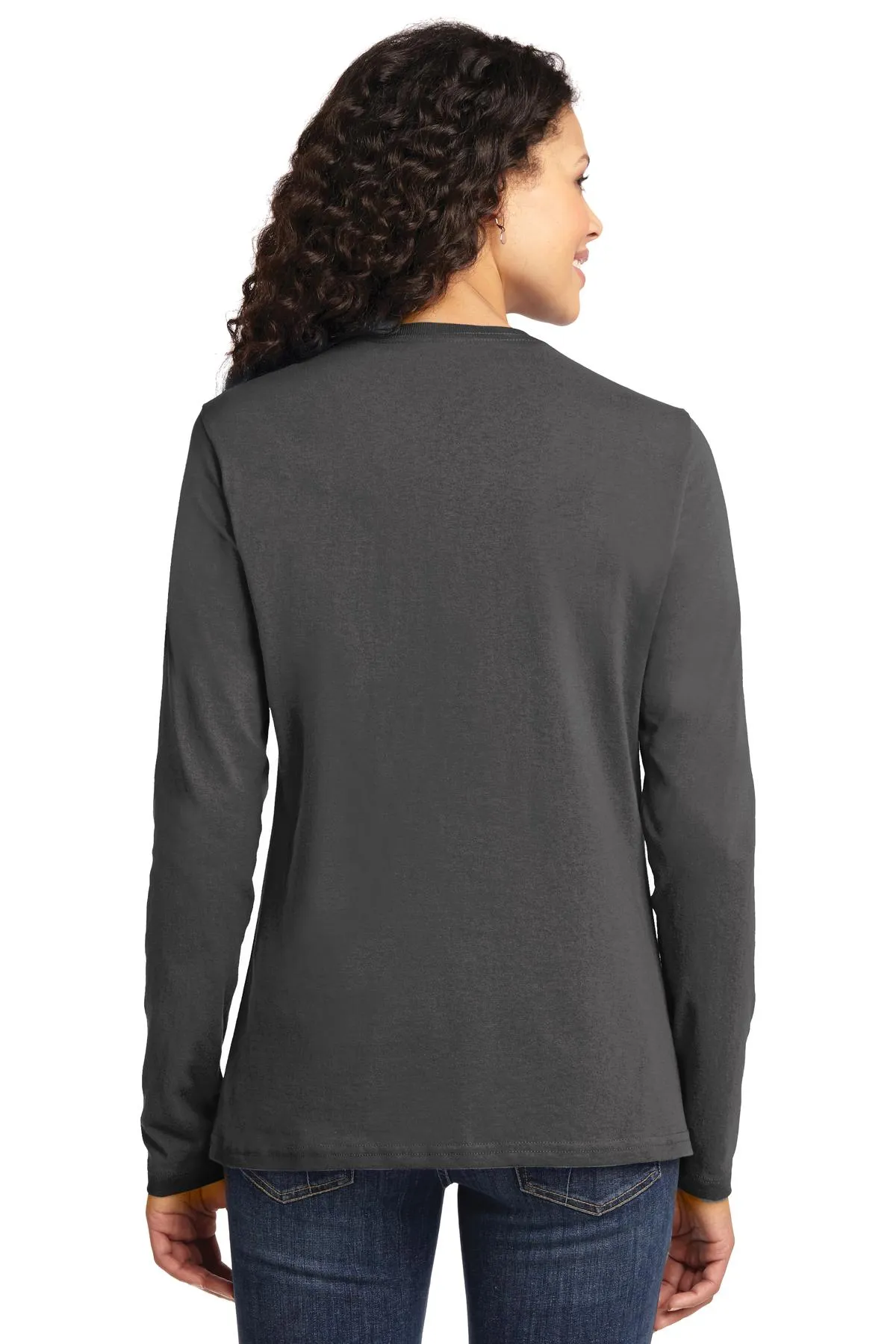 Port & Company Women's Long Sleeve Core Cotton Tee. LPC54LS Charcoal