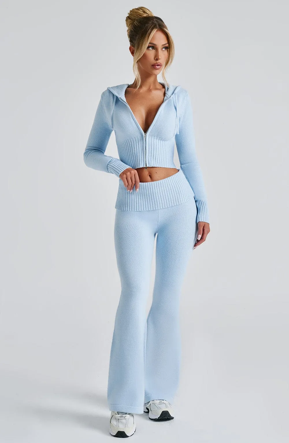 Portia Knit Hoodie - Baby Blue