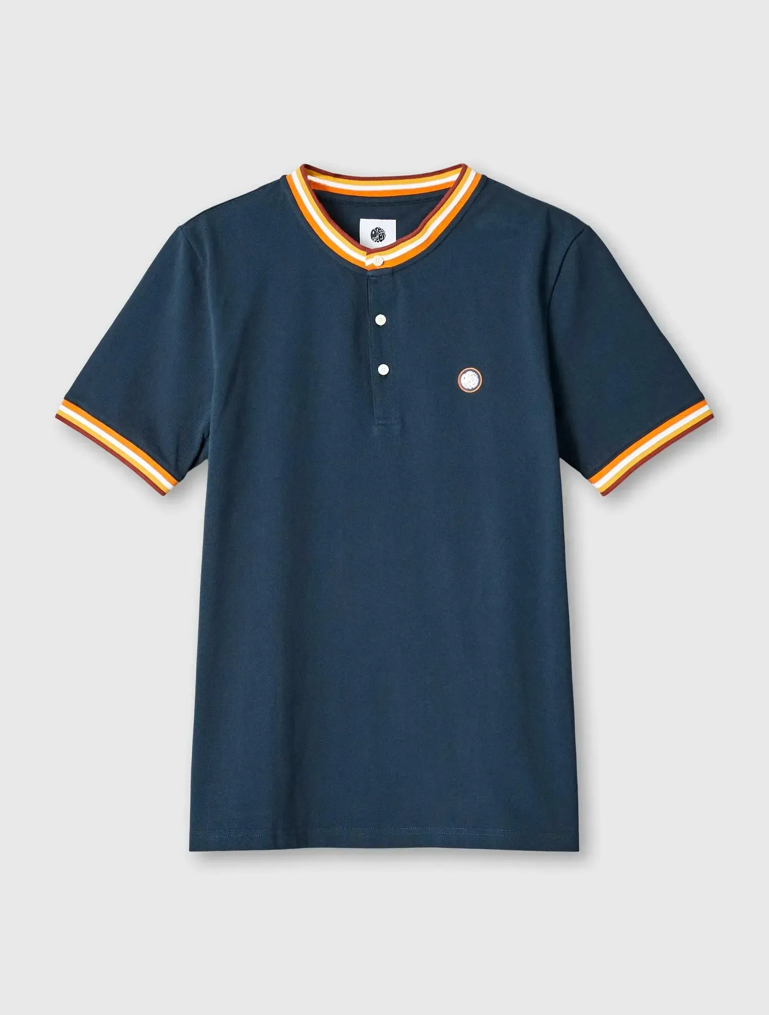 Pretty Green Hollen Grandad Tipped Polo In Navy