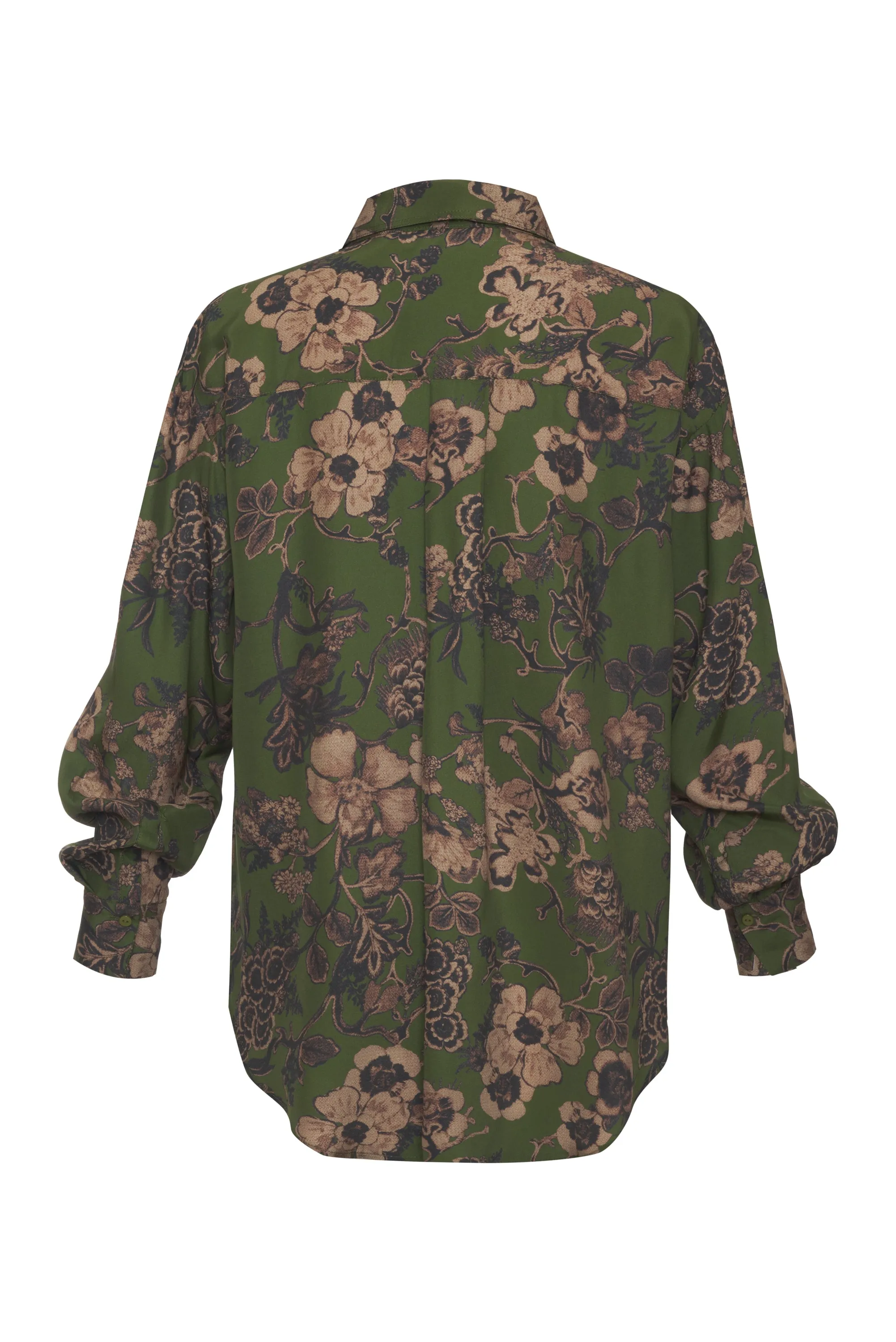 Printed LA Loose Shirt Black Grey Botanical