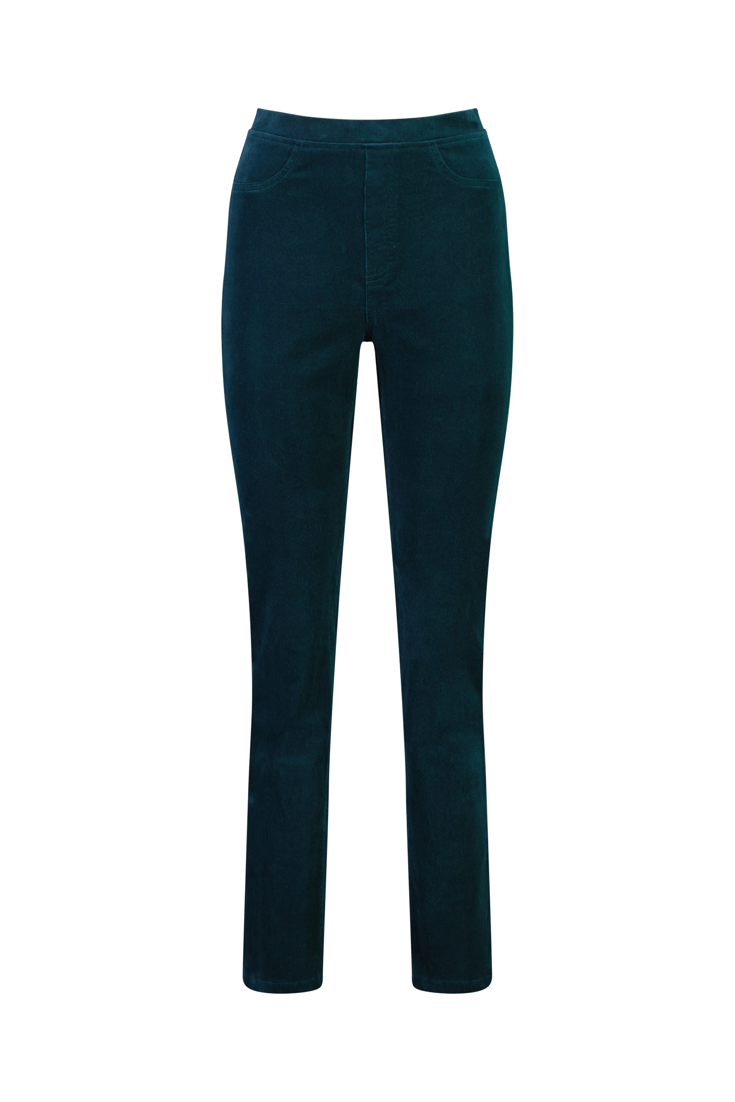 Pull On Cord Trousers - Peacock