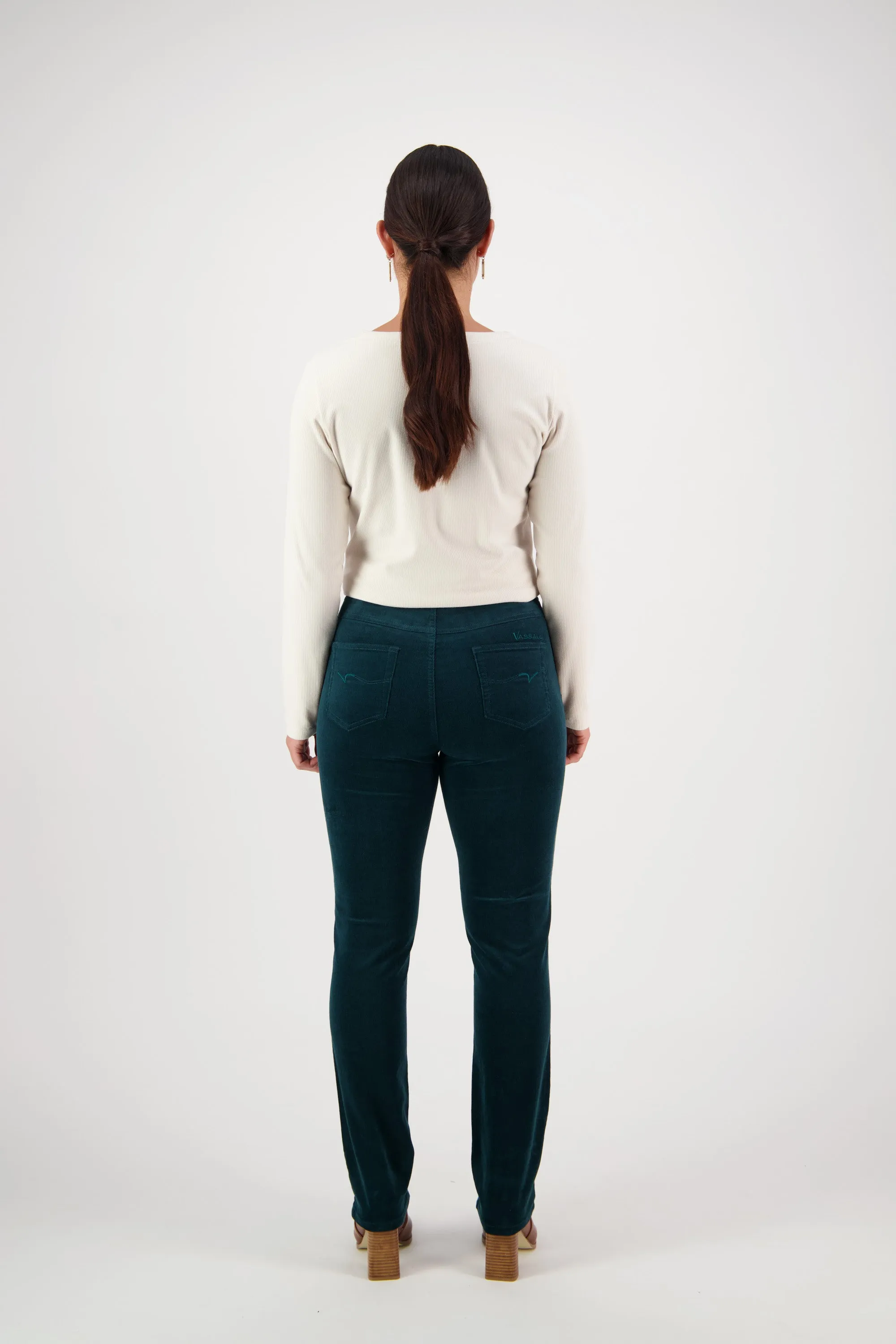 Pull On Cord Trousers - Peacock