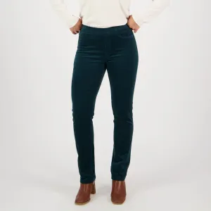 Pull On Cord Trousers - Peacock