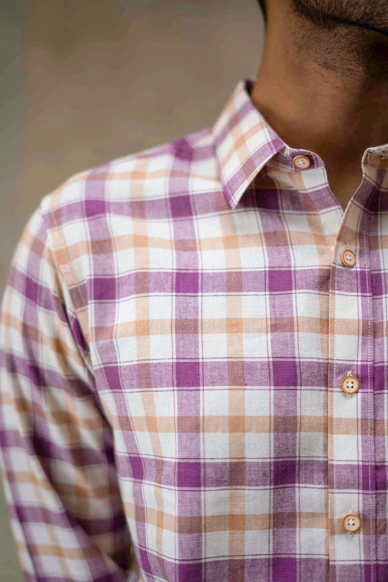Purple and Brown Checks · Regular Collar · Full Sleeve Shirt
