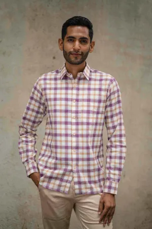 Purple and Brown Checks · Regular Collar · Full Sleeve Shirt