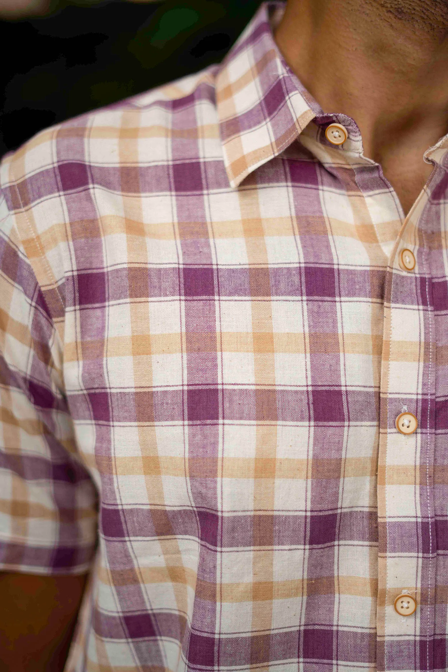 Purple and Brown Checks  · Regular Collar · Half Sleeve Shirt