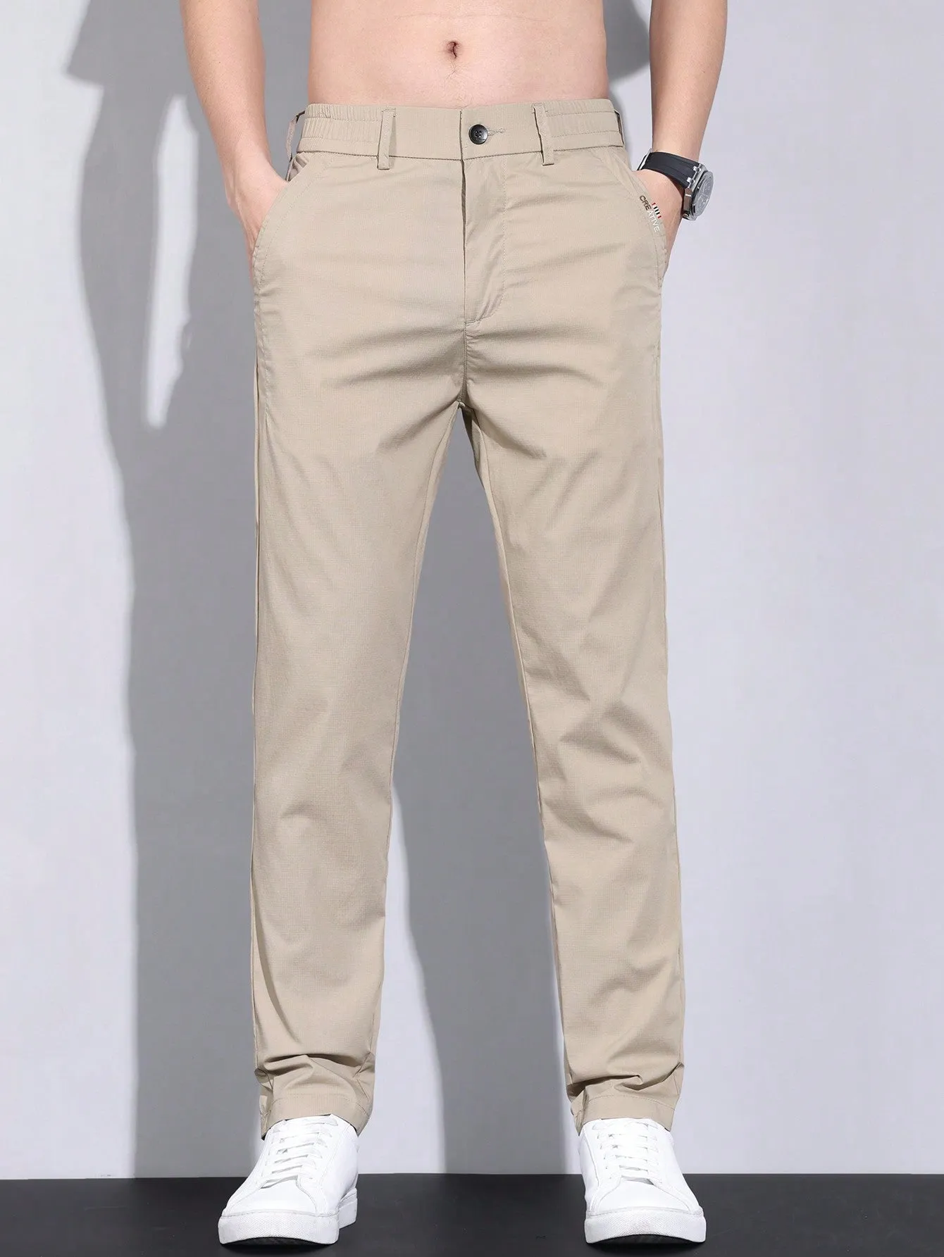 QA Men's Simple Solid Color Straight Casual Pants