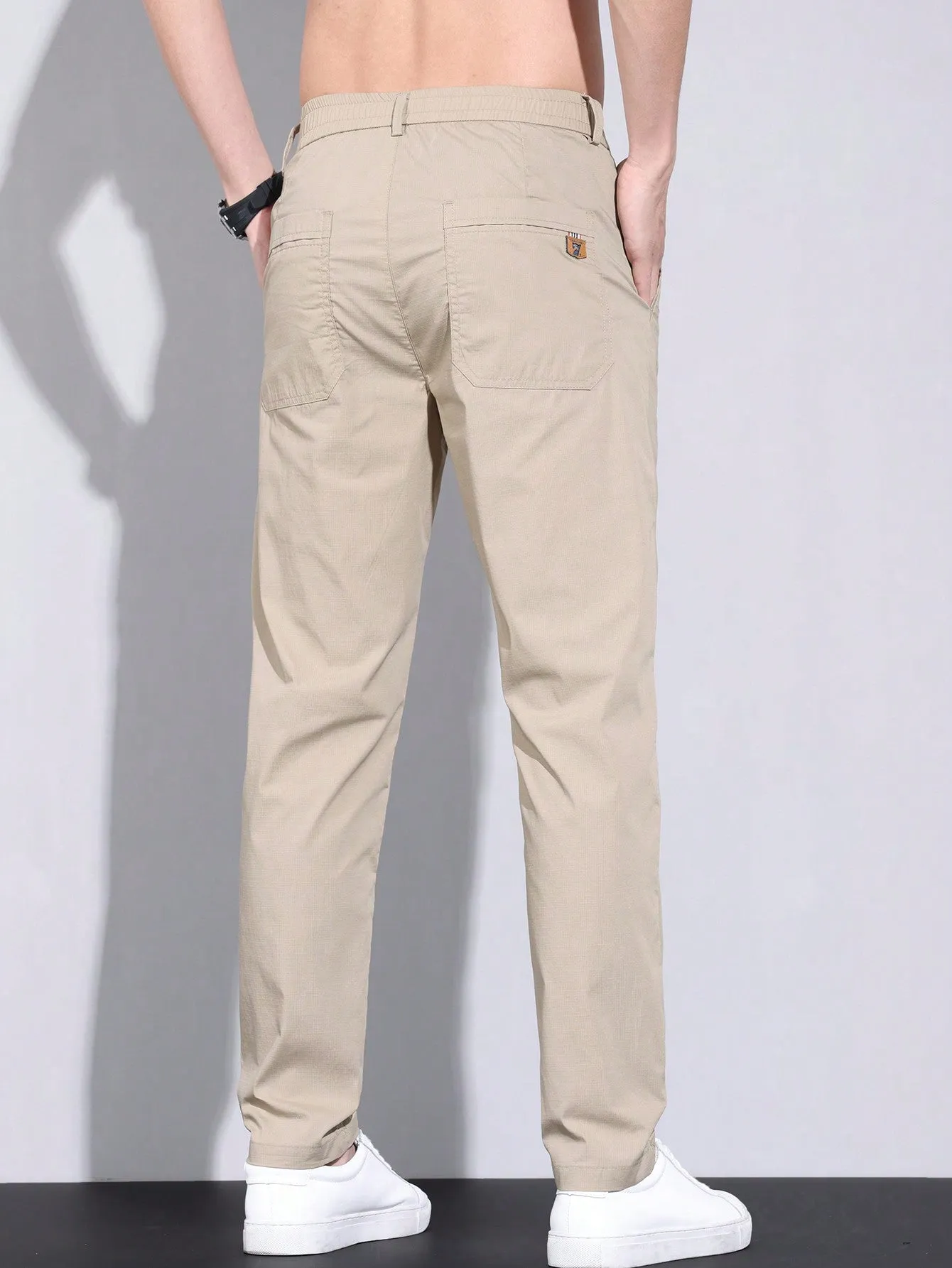 QA Men's Simple Solid Color Straight Casual Pants
