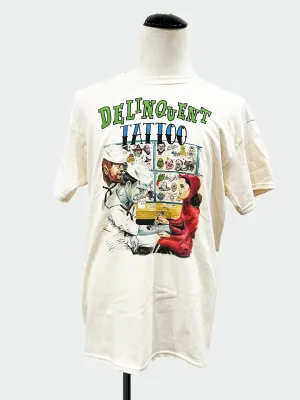 "Delinquent Tattoo" Tee in Natural