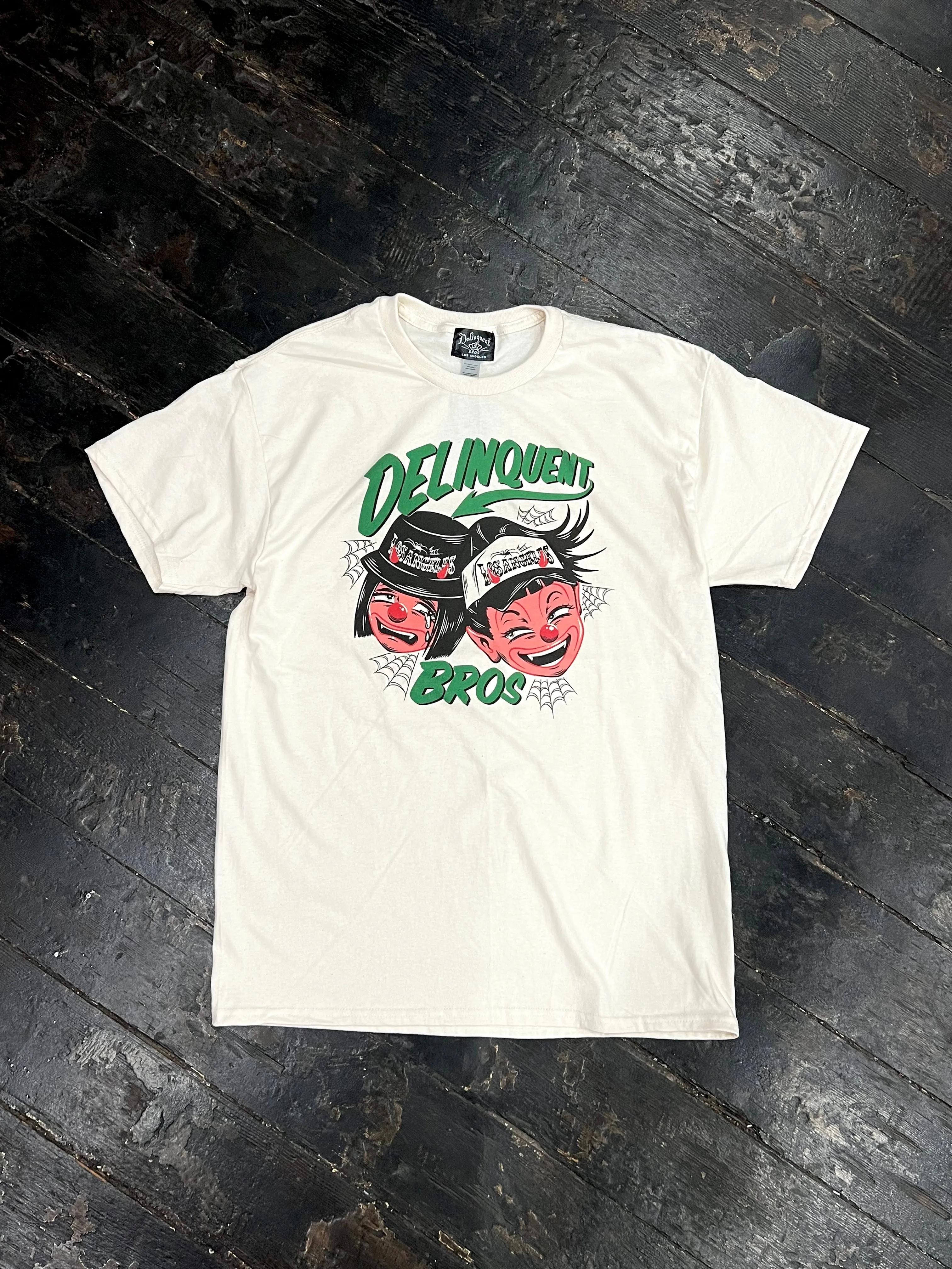 "Good times,Bad times"Front Print Tee in Natural
