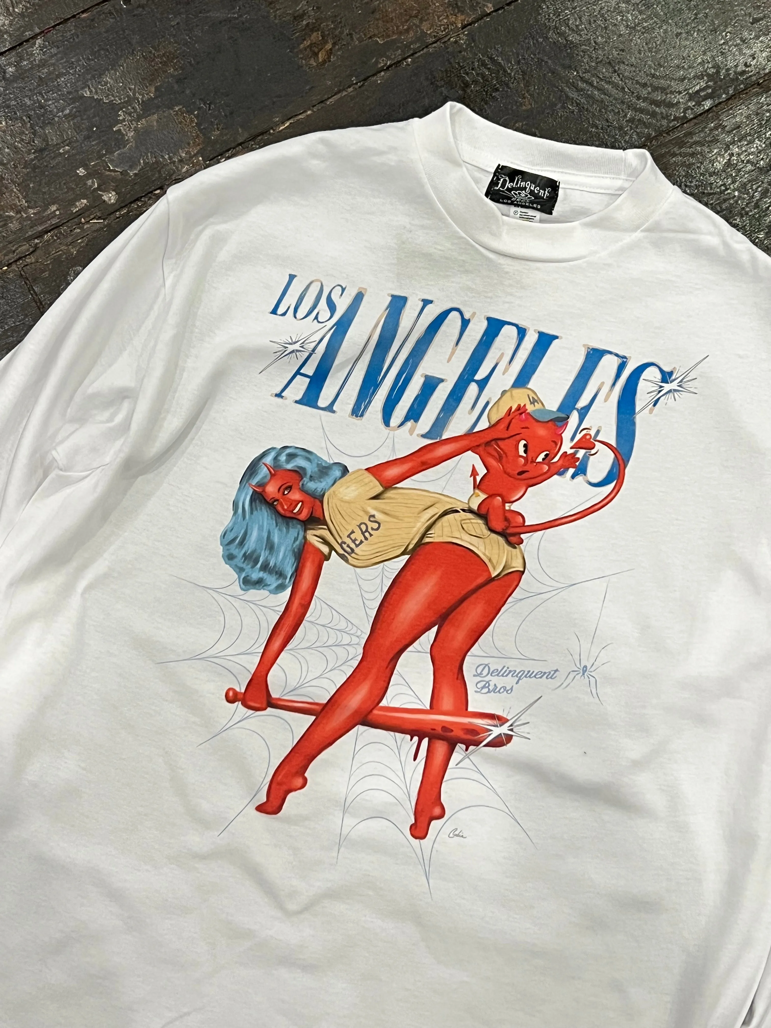 "Struck out of Luck" Long Sleeve Tee in White
